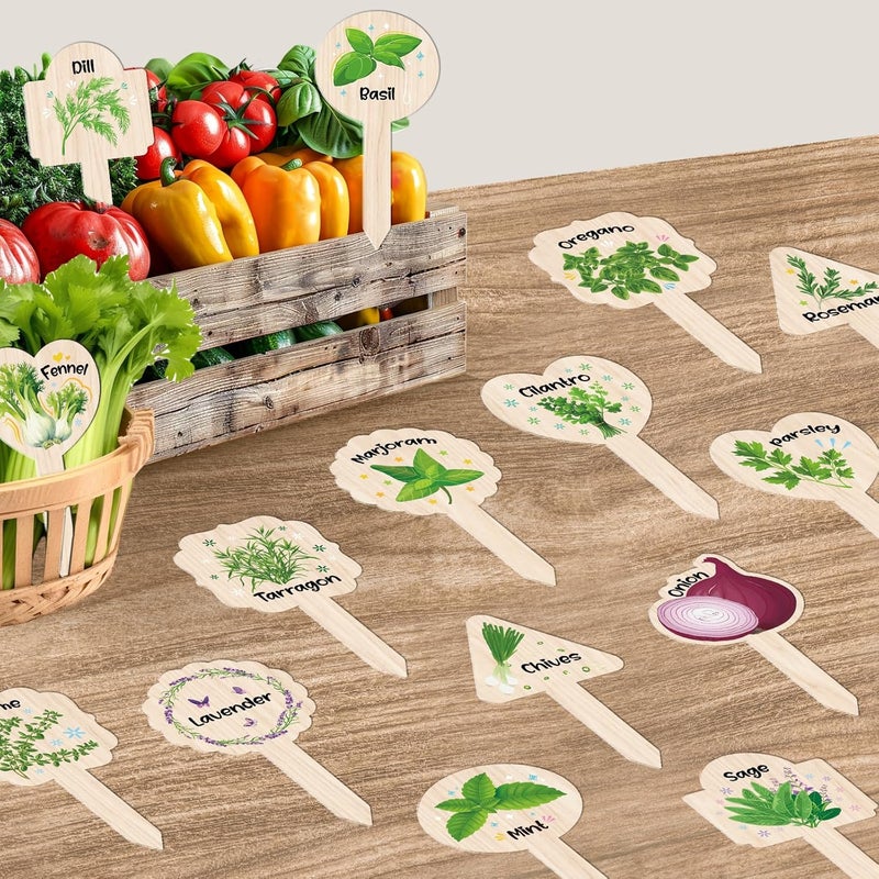 JUYRLE Plant Label Signs- 15PACK Herb Garden Markers, Plant Labels for Outdoor Garden Waterproof, Plant Tags with Names, Indoor Patio Tags for Succulent Flowers Greenery Seedling - Image 4